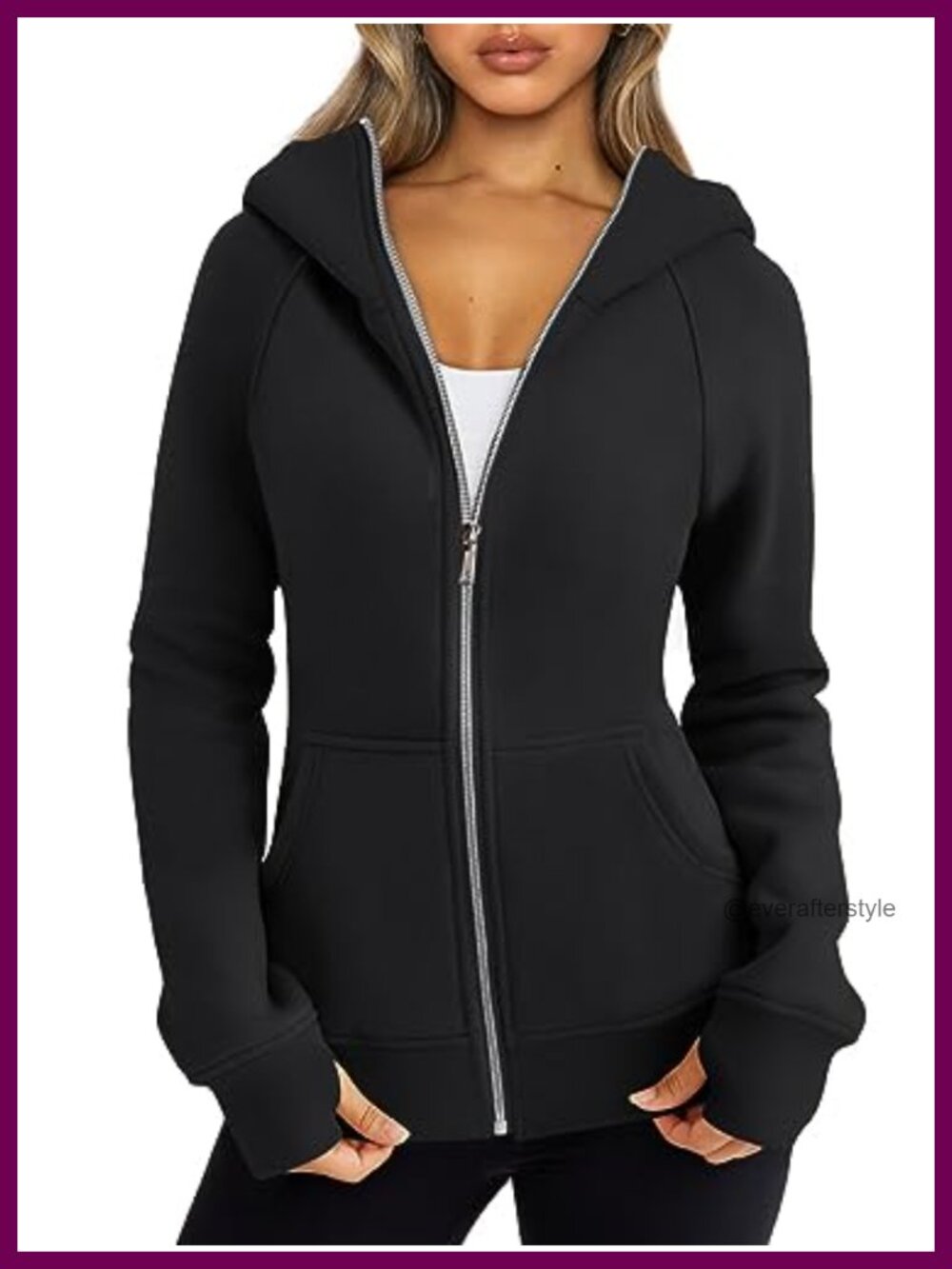 Womens Full Zip Hoodie Slim Fit Fleece Sweatshirt Cotton Blend Fall